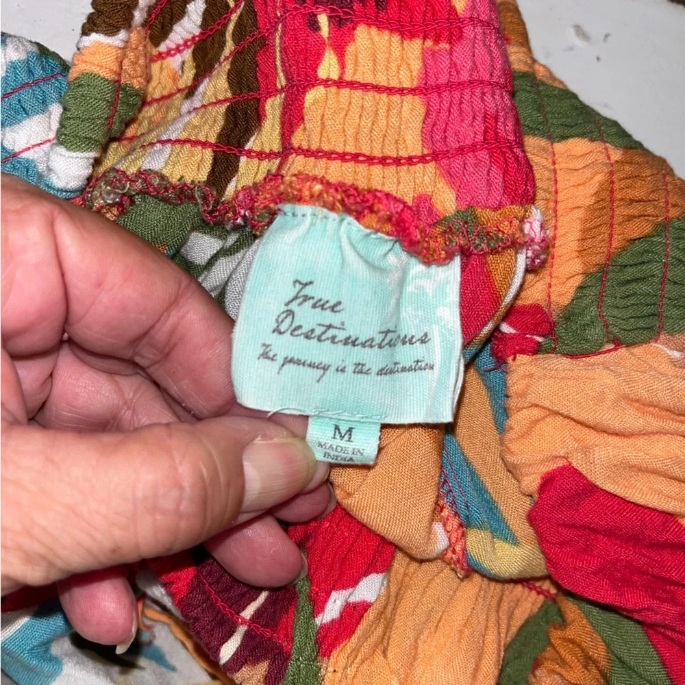 True Destinations Palazzo Pants Ankle Length Resortwear Tropical Print - Picture 8 of 10